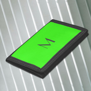 fluorescerend groen - voeg monogram toe drievoud portemonnee