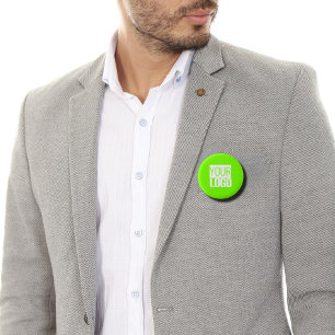 fluorescerend groen - voeg uw logo toe ronde button 3,2 cm