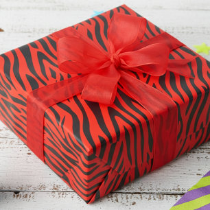 Fluorescerend Rode Kleine Zebraprint Cadeaupapier
