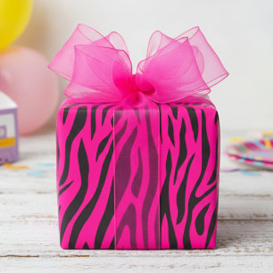 Fluorescerend Roze Kleine Zebraprint Cadeaupapier