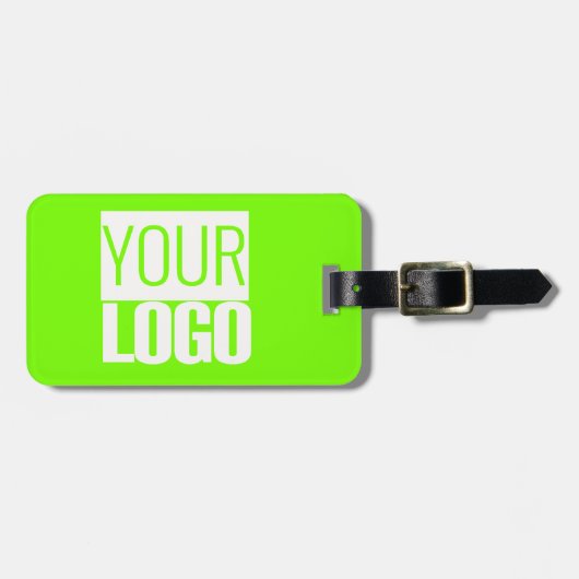 fluorescerende groene vaste kleur - uw logo bagagelabel (Voorkant horizontaal)