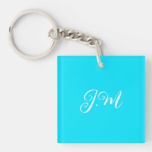 Fluorescerende neon blauwe effen kleur initialen n sleutelhanger