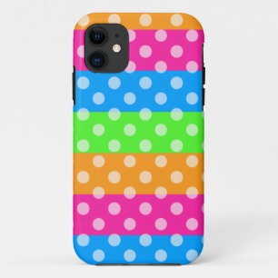 fluorescerende regenboog met pooldots iPhone 11 hoesje