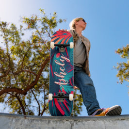Fluorescerende tropische Waterverf palmbladeren na Skateboard