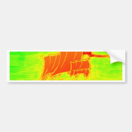 fluorescerende zeilboot bumpersticker (Voorkant)