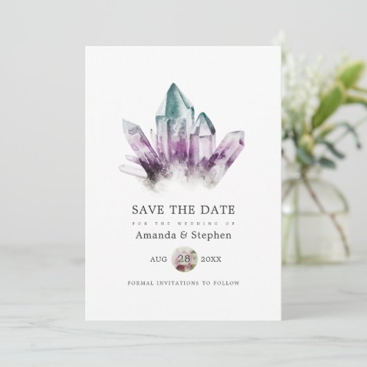 Fluoriet Crystals die de datum opslaan Save The Date (Staand voorkant)