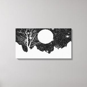 Flurage de neige sur une nuit de lune Toile envelo