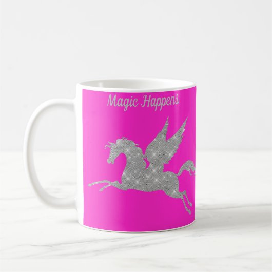 FLURO PINK SILVER SPARKLE UNICORD MUG (Gauche)