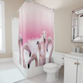 Flurry van roze flamingo's douchegordijn (In situ)