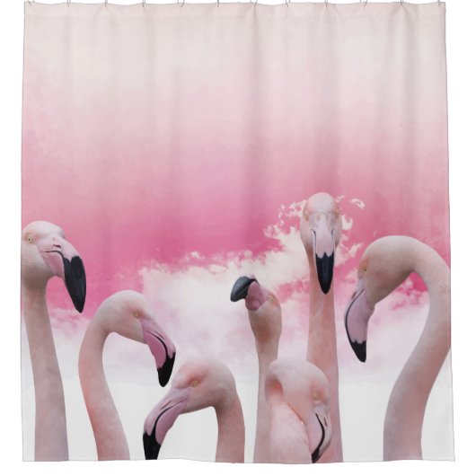 Flurry van roze flamingo's douchegordijn (Voorkant)