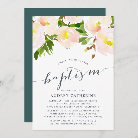 Flush de printemps | Invitation au baptême (Devant / Derrière)