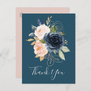 Flush et Navy Flowers   Carte postale Merci bleu