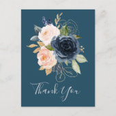 Flush et Navy Flowers | Carte postale Merci bleu (Devant)