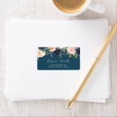 Flush et Navy Flowers | Étiquettes de adresse Blue (En situation)