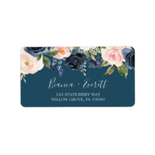 Flush et Navy Flowers   Étiquettes de adresse Blue