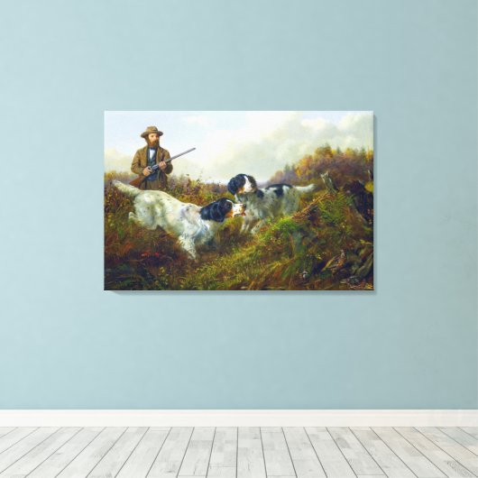 Flushing Grouse Long Lake Game Bird Hunting Canvas Afdruk (Insitu (Houten vloer))