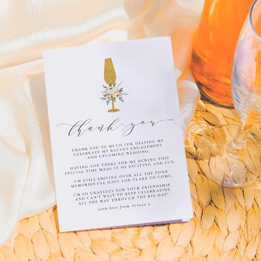 Flûte à Champagne en Or Floral Merci