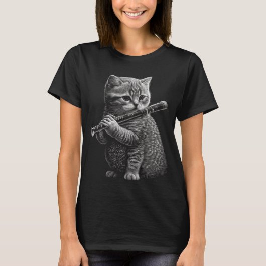 Flute Cat T-shirt (Voorkant)