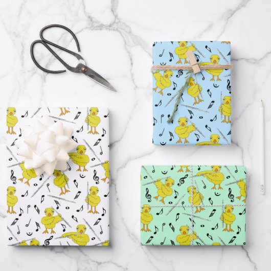 Flute Chick Flutes Wrapping Paper Sheets (Voorkant)