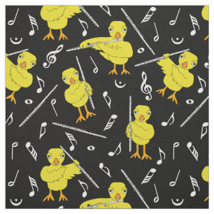 Flute Chick Muzieknoten Stof