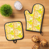 Flute Chick Pattern Ovenwant & Pannenlap Set (Top down)