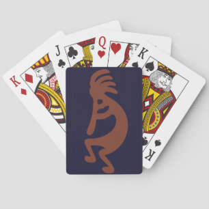 Flute die Kokopelli Cijfer afspeelt - Blauw op Rus Pokerkaarten