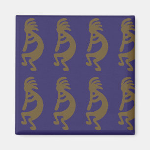 Flute die Kokopelli Cijfer afspeelt - Groen op Bla Magneet
