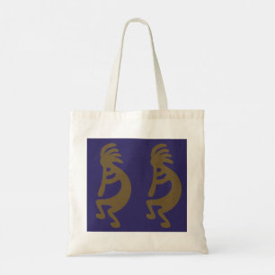 Flute die Kokopelli Cijfer afspeelt - Groen op Bla Tote Bag