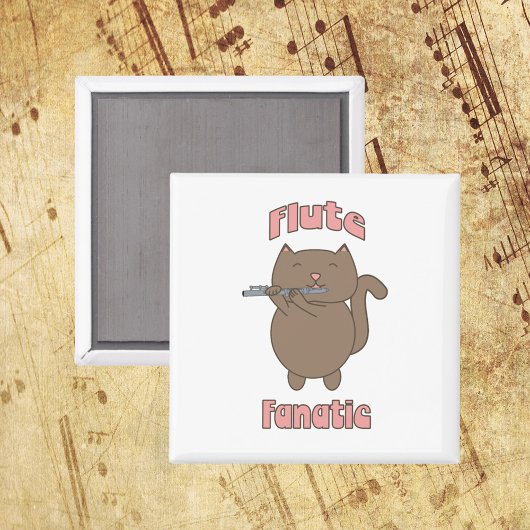 Flute Fanatic Cat Funny Magneet