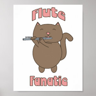 Flute Fanatic Cat Schattige Poster