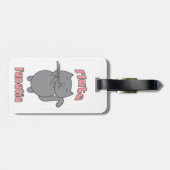 Flute Fanatic Gray Cat Pink Bagagelabel (Achterkant horizontaal)