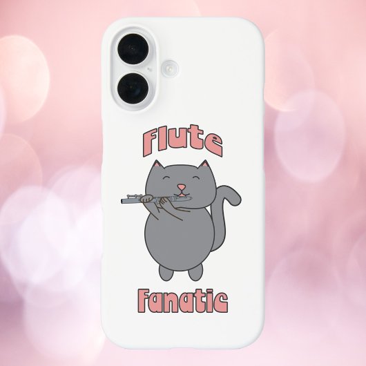 Flute Fanatic Gray Cat Pink Case-Mate iPhone Case