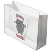Flute Fanatic Pink Gray Cat Groot Cadeauzakje (Voorkant Gekanteld)