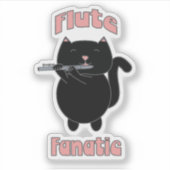 Flute Fanatic Roze Zwarte Kat Schattige Sticker (Voorkant)