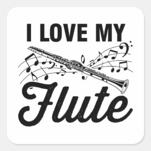 Flute Flute   Muziekinstrumentenband en geschenken Vierkante Sticker
