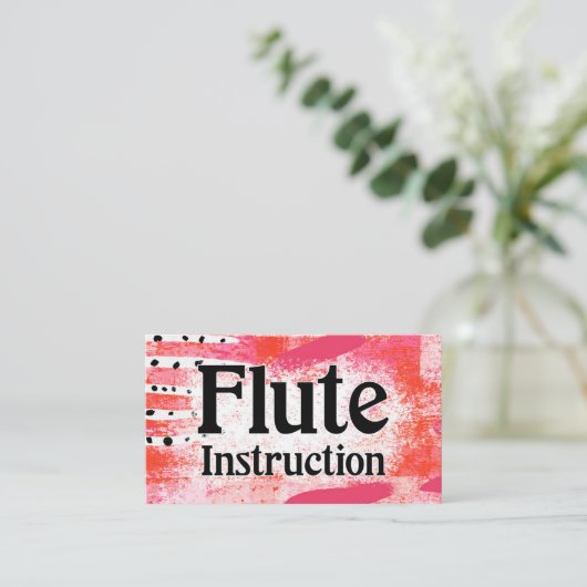 Flute Instruction Lessons Hot Pink Visitekaartjes (Staand voorkant)