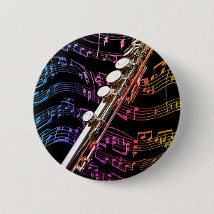 Flute is mijn passie_ ronde button 5,7 cm