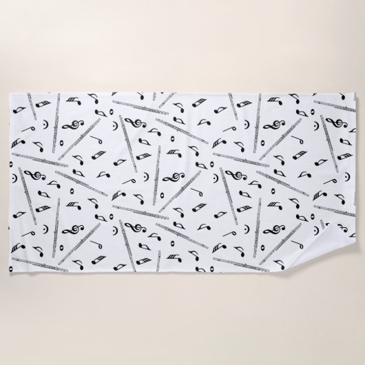 Flute Music Note Serviette de plage Motif (Devant)