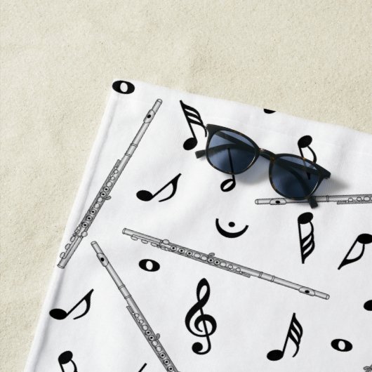 Flute Music Note Serviette de plage Motif (En situation)