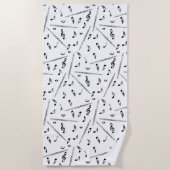 Flute Music Note Serviette de plage Motif (Devant)