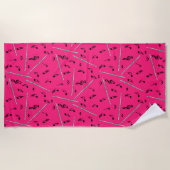 Flute Music Note Serviette de plage Motif (Devant)