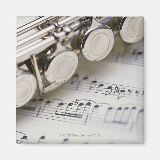Flute on Sheet Music Magneet (Voorkant)