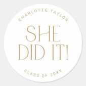 Flûte Or moderne Elle L'A Fait Graduation Sticker