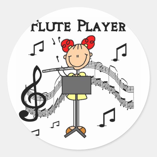 Flute Player T-shirts en cadeaus Ronde Sticker (Voorkant)