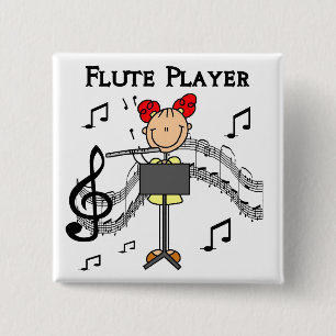 Flute Player T-shirts en cadeaus Vierkante Button 5,1 Cm