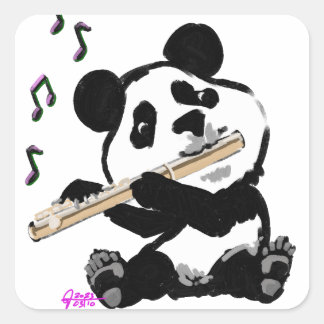 Flute Pplay Panda Vierkante Sticker