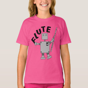 Flute Robot Text T-shirt