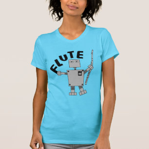 Flute Robot Text T-shirt