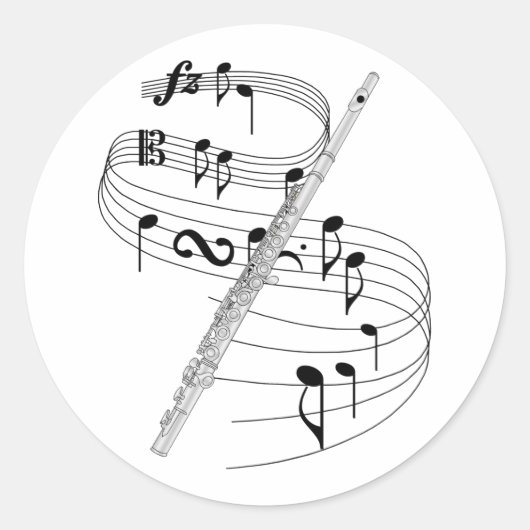 Flute Ronde Sticker (Voorkant)