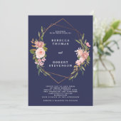 flûte rose faire-part de mariage géométrique (Debout devant)